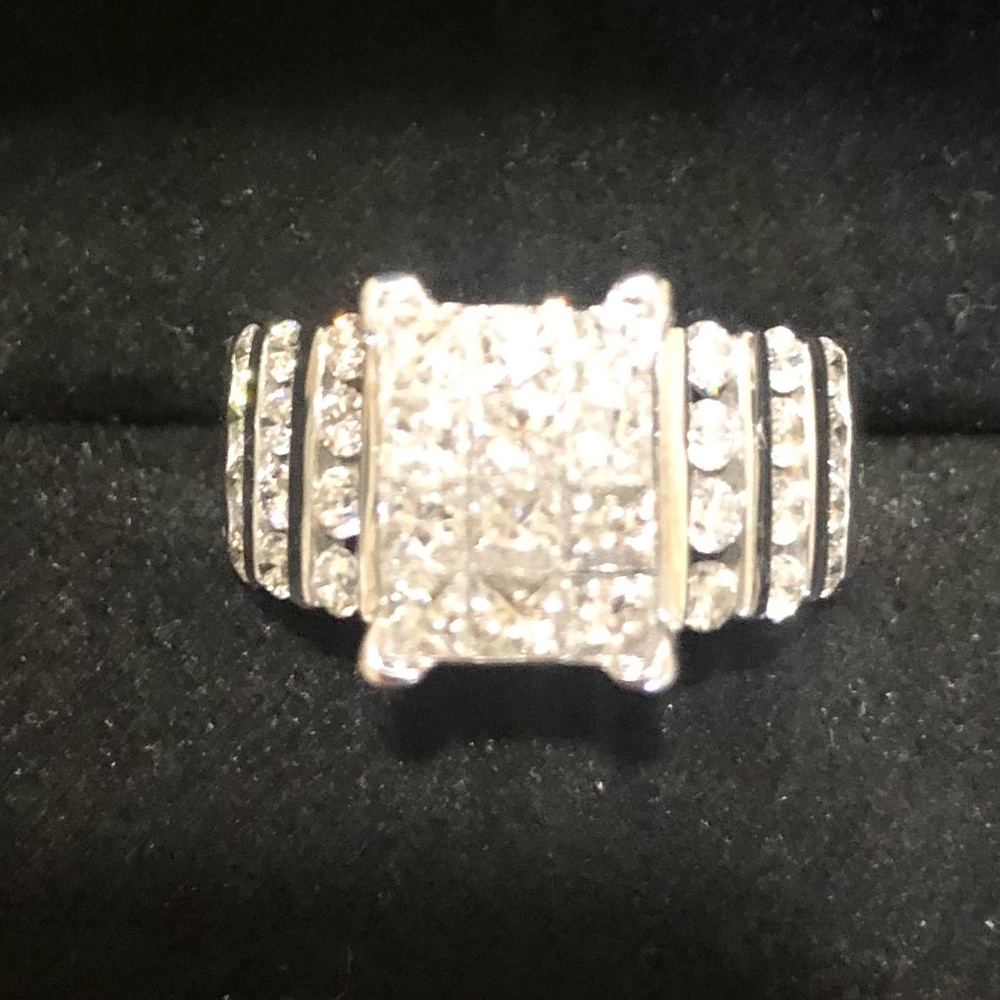 💥✅Zales 2ct 14K White Gold Princess Cut Diamond Ring Beautiful Thick Band